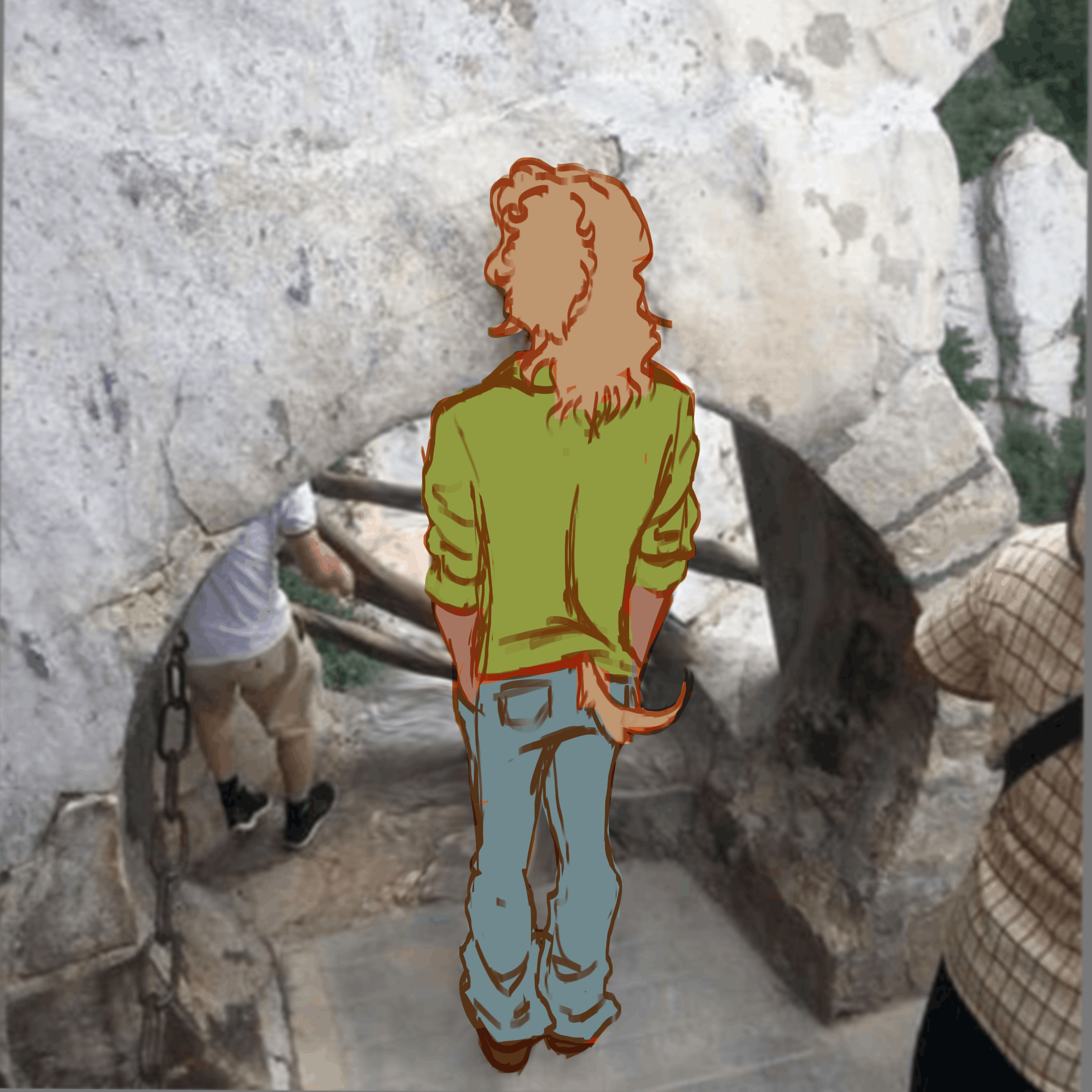 Alister being too tall for a archway