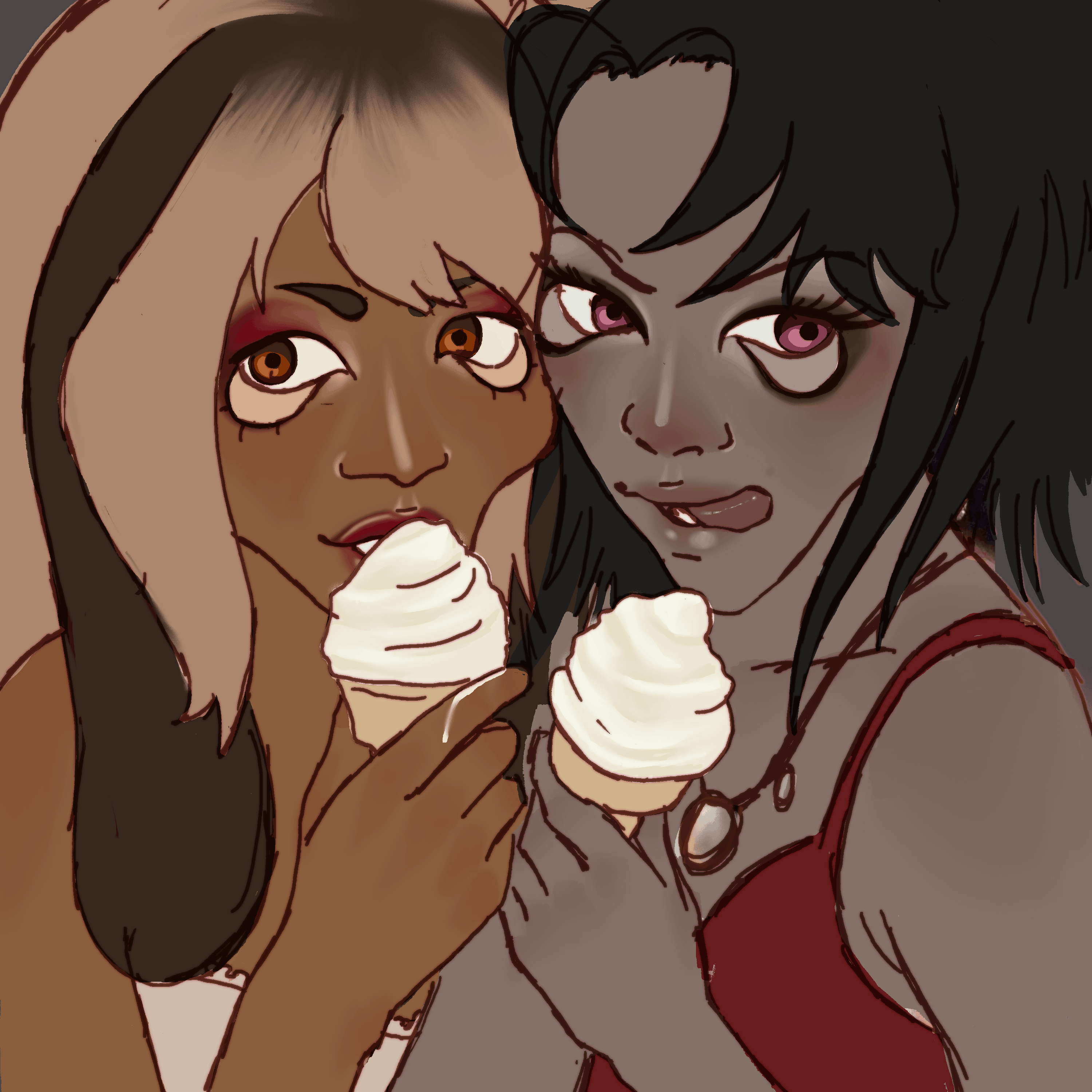  Biumi and Hitomi enjoy some vanilla ice cream